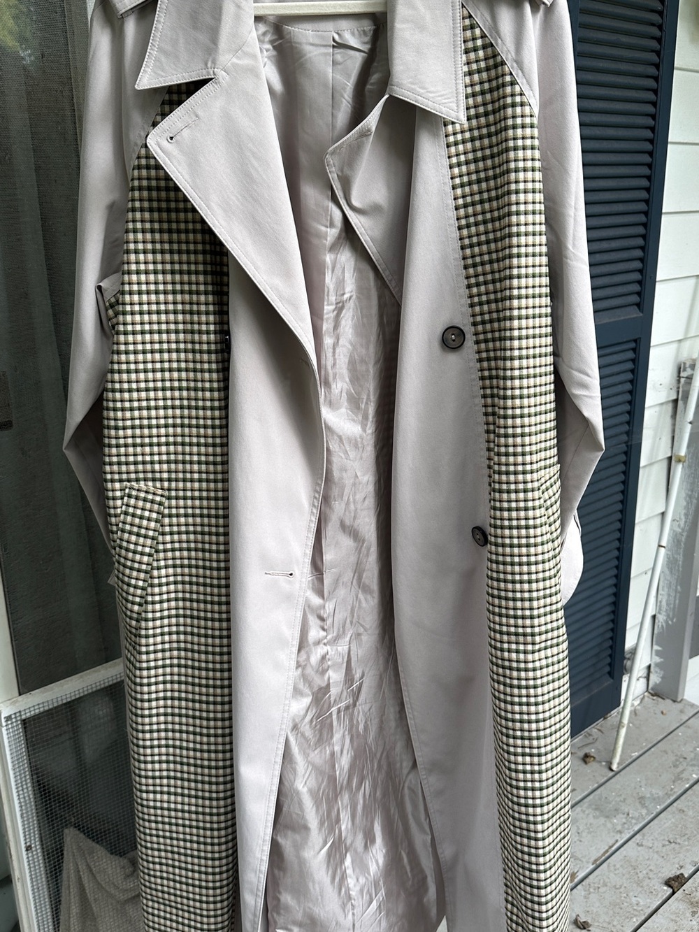ASOS Light Beige Trench Coat with Checked paneling